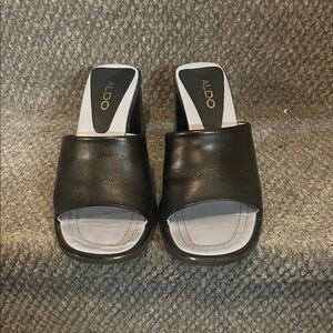 ALDO Black Leather Mules